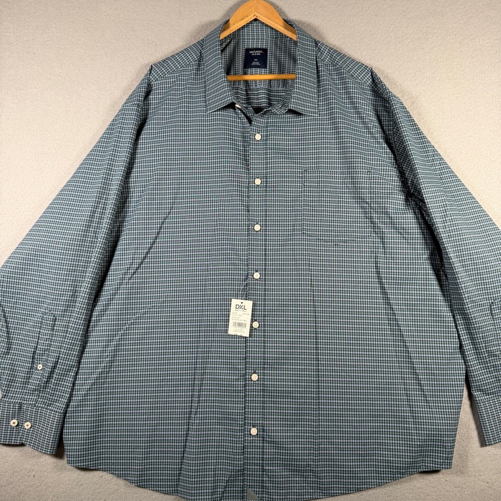 UNTUCKit Fit by DXL Mens 4XL Blue Green Plaid Performance Button Down UT-1052